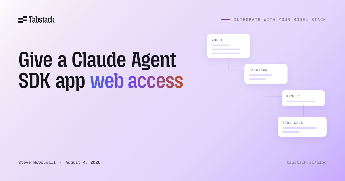 Install @tabstack/claude-agent, wire its ready-built in-process MCP server into a query() call, and give Claude extraction, research, and browser tools.